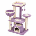 Arbre à chat multiniveaux 60 × 40 × 120 cm violet et crème avec poteaux en sisal, niche et couchages