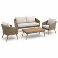 Salon de jardin 4 places beige et taupe, 4 pièces, canapé 178 × 80 × 78 cm, fauteuils 75 × 80 × 78 cm et table 110 × 60 × 42 cm