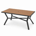 Table de jardin rectangulaire 150 × 90 × 74 cm, marron et noir, avec trou pour parasol