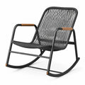 Fauteuil à bascule en métal et corde synthétique noir et marron, 75 × 90 × 95 cm