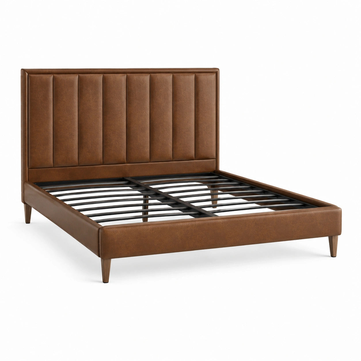 Lit 160 × 200 cm marron et noir avec tête de lit rembourrée, 220 × 172 × 120 cm