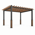 Pergola de jardin noire et brune avec toit ajouré, 300 × 300 × 250 cm