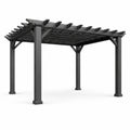 Pergola autoportante en aluminium gris anthracite à lames fixes, 300 × 300 × 250 cm, style contemporain