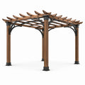 Pergola de jardin en bois et métal marron et noir, 300 × 300 × 250 cm, toit ajouré