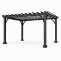 Pergola de jardin autoportante en métal noir avec toit ajouré fixe, 400 × 300 × 250 cm