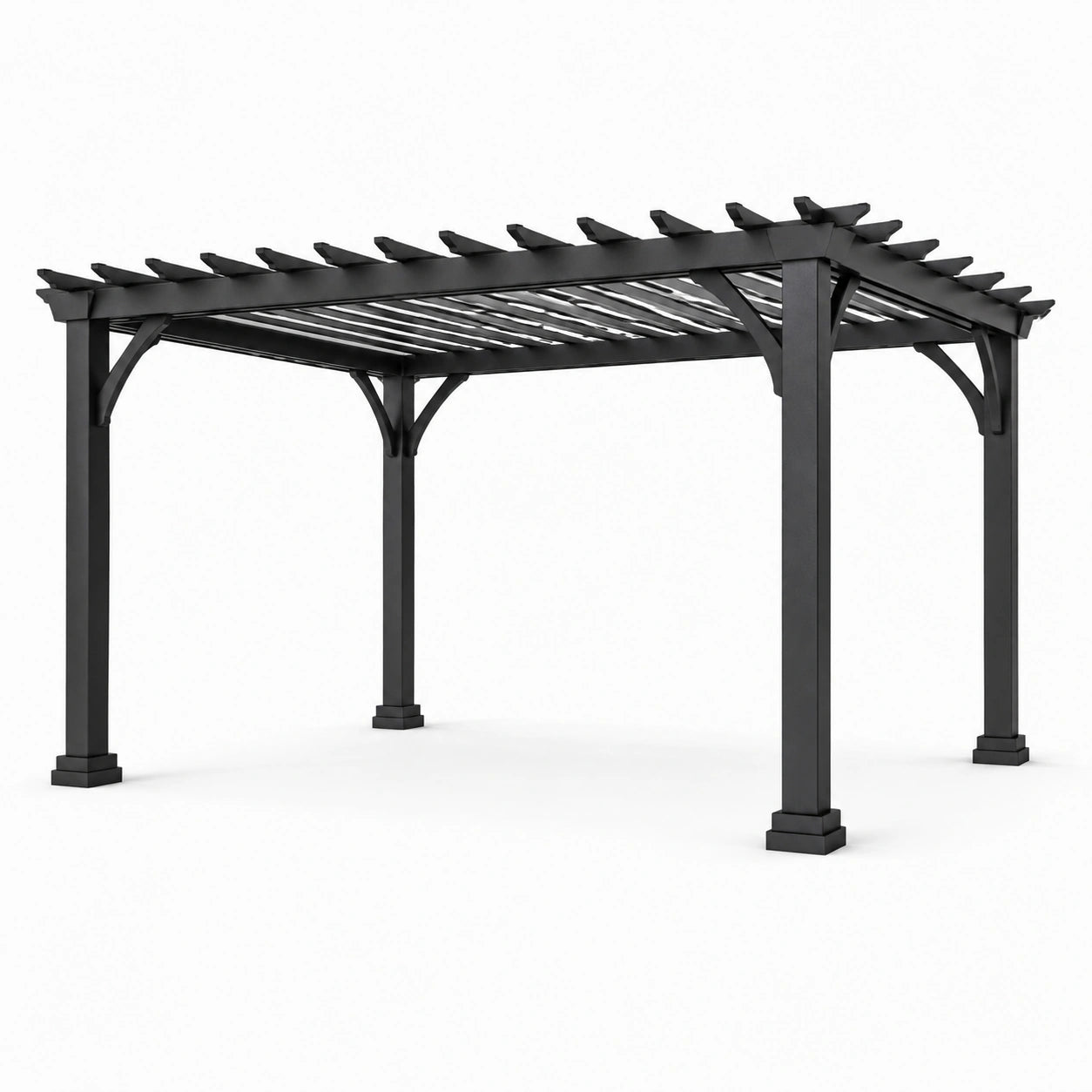 Pergola de jardin autoportante en métal noir avec toit ajouré fixe, 400 × 300 × 250 cm